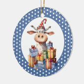 Kerst Koe Pun Keramisch Ornament (Links)