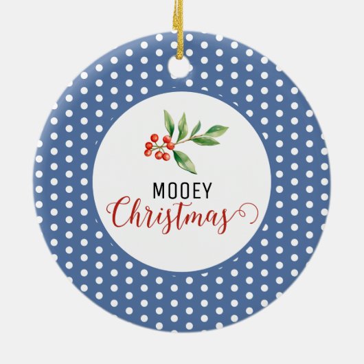 Kerst Koe Pun Keramisch Ornament (Achterkant)