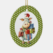 Kerst Koe Pun Keramisch Ornament (Rechts)