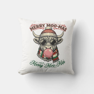 Kerst Koe Shirt Schattige Hoogland Vakantie Pun De Kussen
