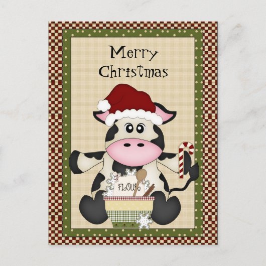 Kerst Koe vakantie briefkaart (Voorkant)