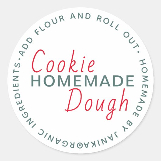 Kerst Koek Deeg Thuisgemaakte Script Ronde Sticker (Voorkant)