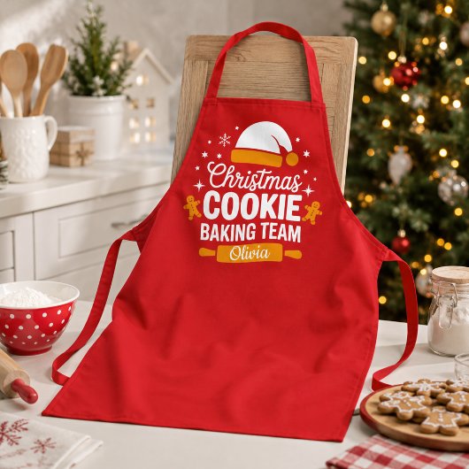 Kerst Koekjes Bak Team Aangepaste Naam Schort