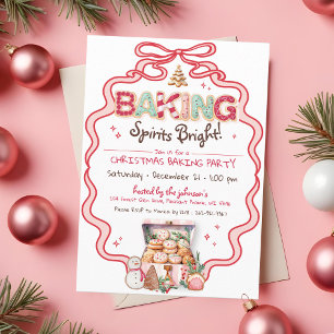 Kerst Koekjes Bakfeestje Coquette Roze Strik Kaart