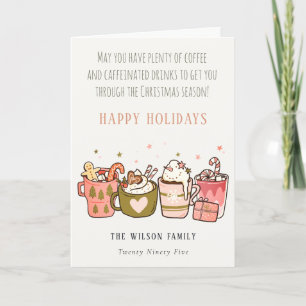 Kerst Koffie Caffehoudende Dranken Grappig Vettig Feestdagen Kaart