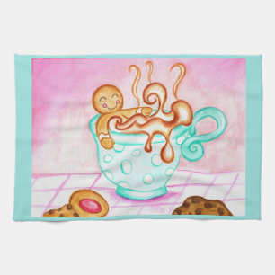 Kerst Koffie Keukenhanddoek van Gemberkoek