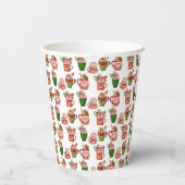 Kerst koffie patroon 8oz papier cup, deksel: Geen Papieren Bekers (Achterkant)