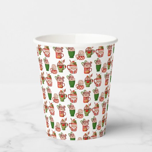 Kerst koffie patroon 8oz papier cup, deksel: Geen Papieren Bekers (Links)