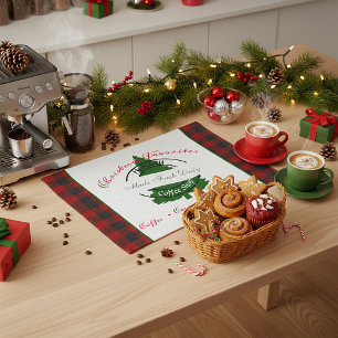 Kerst koffie winkel keuken handdoek