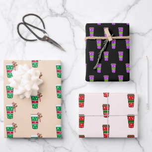 Kerst Koffiedrankjes Inpakpapier Vel