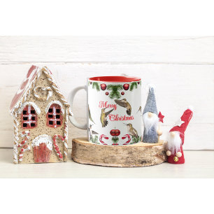 Kerst koffiekop met kolibrie mok
