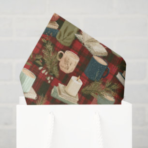 Kerst Koffiekopjes Boeken Kaarsen Rad Plaid Tissuepapier