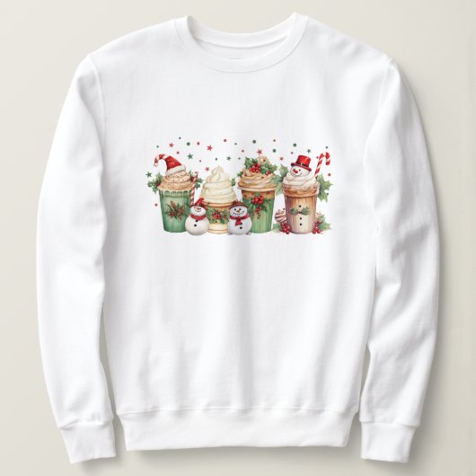 Kerst Koffiekopjes Vakantie Feestelijke Drinken Trui (Design voorkant)