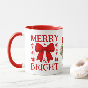 Kerst koffiemok met vrolijke rode gingham strik mok