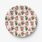 Kerst Koffiepatroon 7"Rond Document Bord (Voorkant)