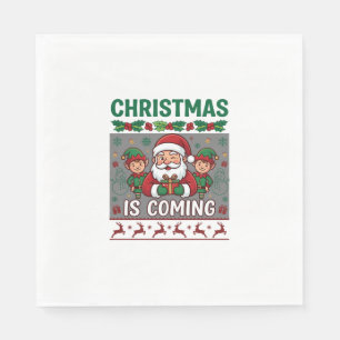 Kerst komt eraan Kerstman Elfen Rendieren Servet