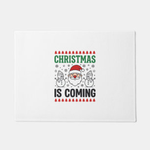 Kerst komt met Kerstman Sneeuwman ontwerp Deurmat