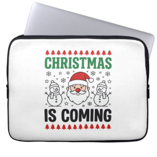 Kerst komt met Kerstman Sneeuwman ontwerp Laptop Sleeve