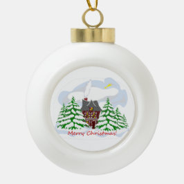Kerst komt naar het familiehuis keramische bal ornament