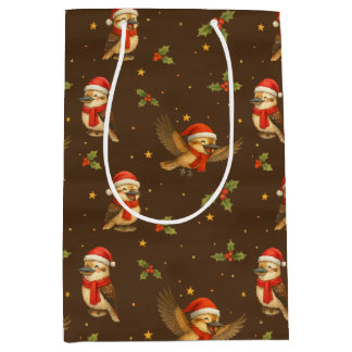 Kerst Kookaburra Aquarel Gift Bag Medium Cadeauzakje