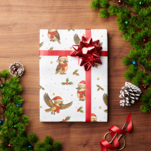 Kerst Kookaburra Watercolor Wrapping Paper Cadeaupapier