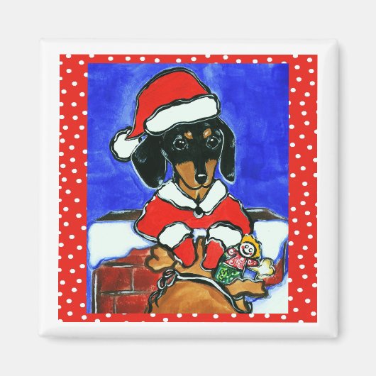 Kerst Korthalsdachshund Magneet (Voorkant)