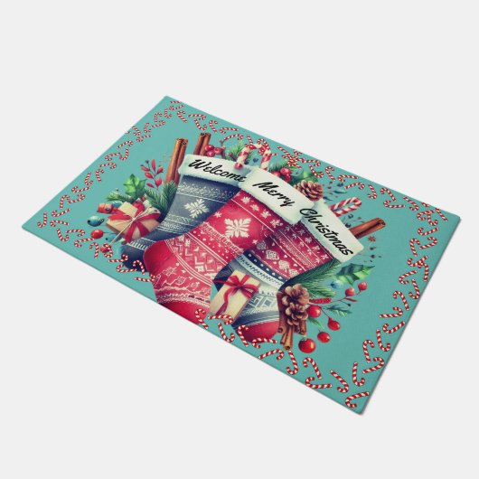 Kerst kous deur mat (Schuin)