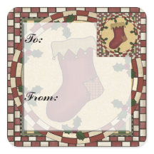 Kerst Kous Gift Label Sticker