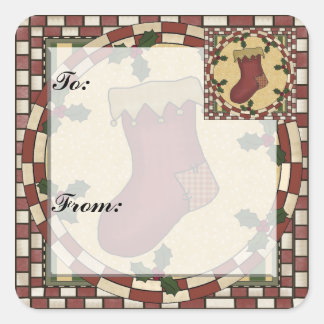Kerst Kous Gift Label Sticker