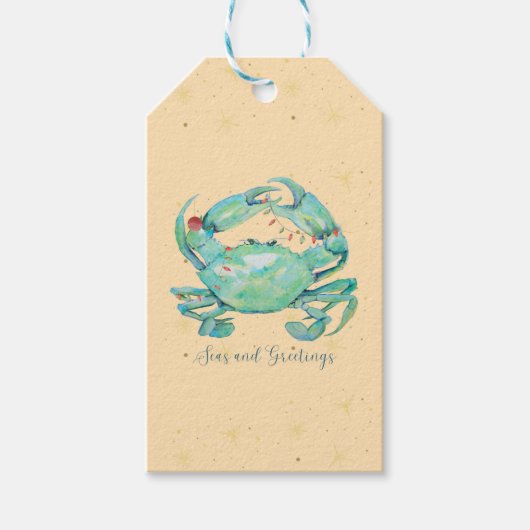 Kerst Krab Strand Cadeaulabel (Voorkant)
