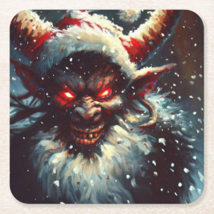 Kerst Krampus 1 Vierkante Kartonnen Onderzetter