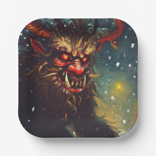 Kerst Krampus 4 Papieren Bordje (Voorkant)