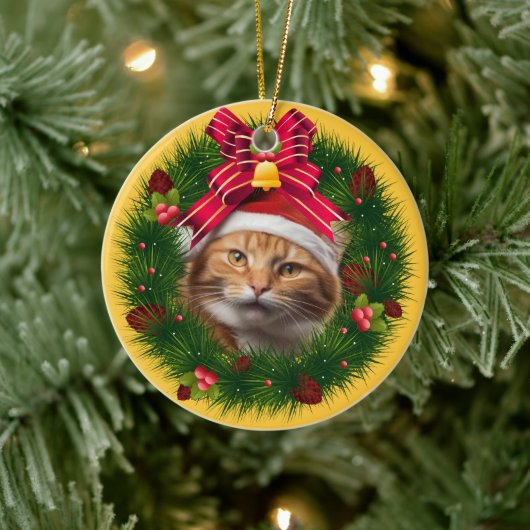 Kerst krans aangepaste kat moderne Schattigee huis Keramisch Ornament (Boom)