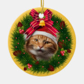 Kerst krans aangepaste kat moderne Schattigee huis Keramisch Ornament (Voorkant)
