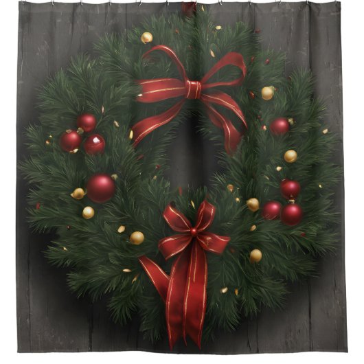 Kerst Krans Douchegordijn (Voorkant)
