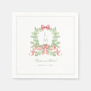 Kerst krans een snoepriet boog Monogram Servet