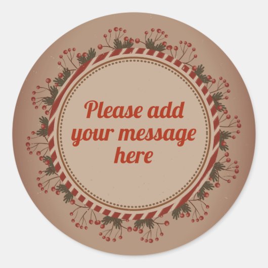 Kerst  krans Elegant Ronde Sticker (Voorkant)