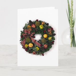 Kerst krans met fruit blanco Wenskaart Feestdagen Kaart