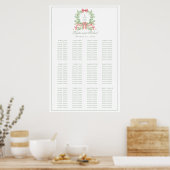 Kerst krans Monogram bruiloft zitgrafiek Poster (Keuken)