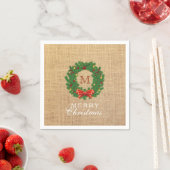 Kerst Krans Monogram Burlap Achtergrond Servet (Insitu)