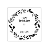 Kerst krans paar Label Rubberstempel (Afrduk)