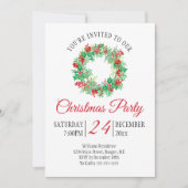 Kerst krans rood script feestdag kaart (Voorkant)