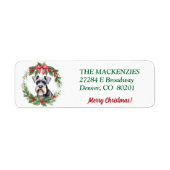 Kerst Krans Schnauzer Dog Retouradres Etiket (Voorkant)
