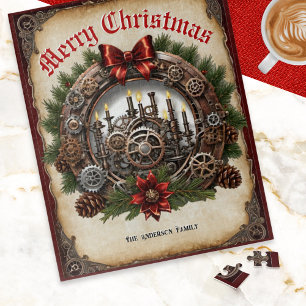 Kerst Krans Tandwielen Kaarsen Op Maat Steampunk Legpuzzel
