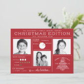 Kerst Krant Infographic Grappige Kerstmis Feestdagenkaart (Staand voorkant)