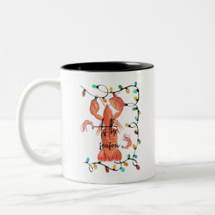 Kerst Kreeft Rivierkreeft Schaaldier  Aquarel Tweekleurige Koffiemok