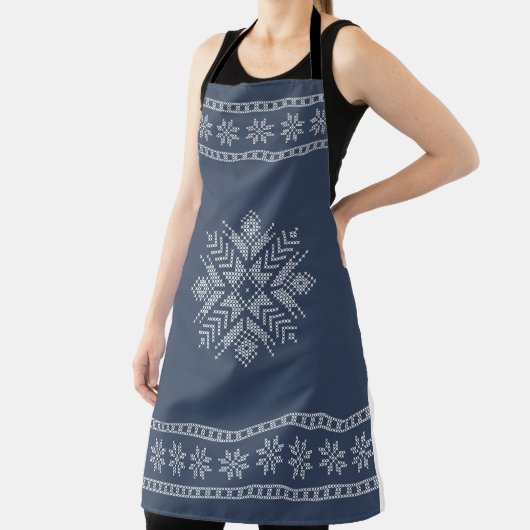 Kerst kruissteek sneeuwvlok ontwerp schort (Insitu)