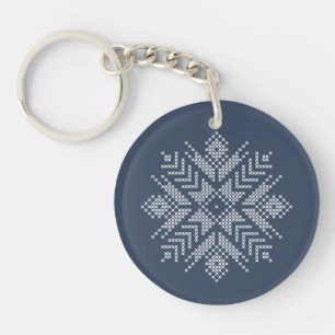 Kerst kruissteek sneeuwvlok ontwerp sleutelhanger
