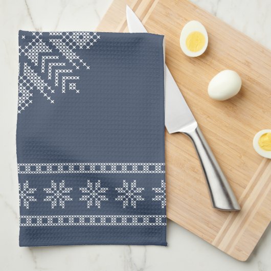 Kerst kruissteek sneeuwvlok ontwerp theedoek (Quarter Fold)