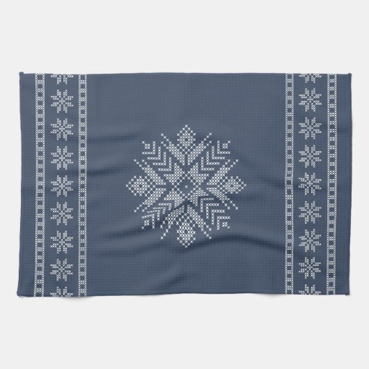 Kerst kruissteek sneeuwvlok ontwerp theedoek (Horizontaal)